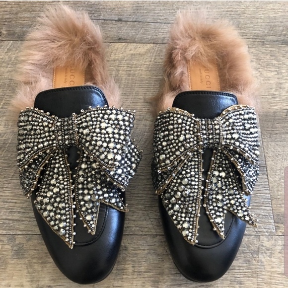 gucci slippers with bow